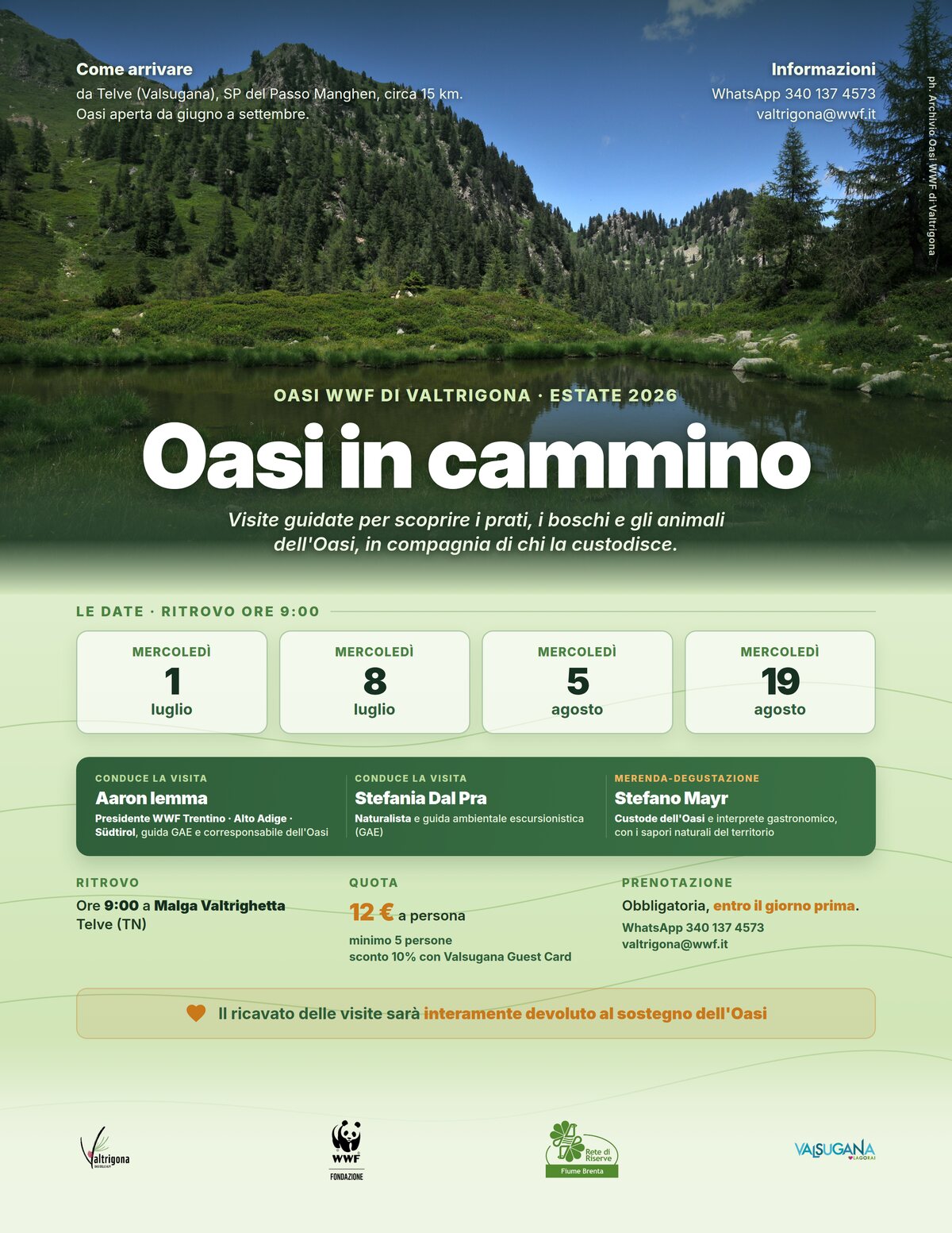 Locandina delle visite guidate Oasi in cammino, estate 2026