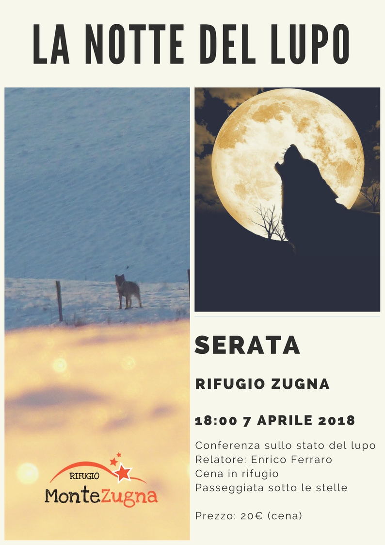 Locandina: La notte del lupo al rifugio Monte Zugna