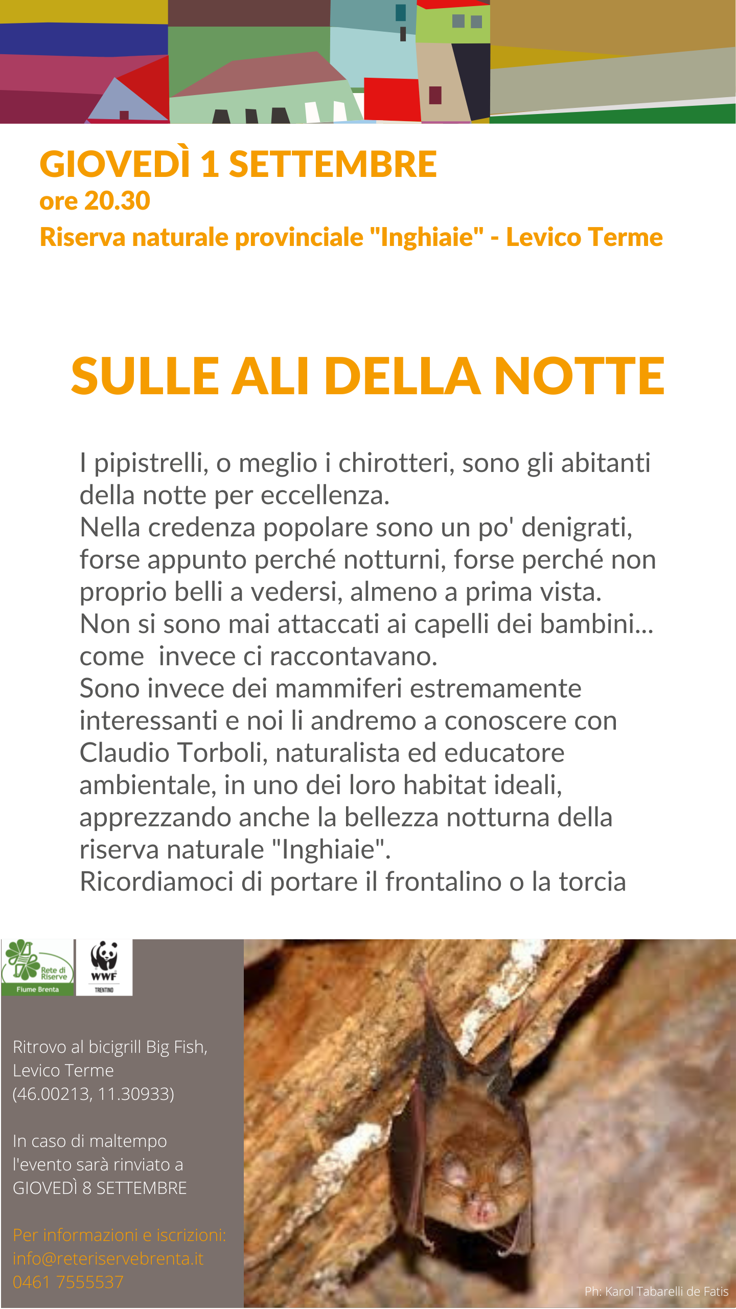 Locandina: Sulle ali della notte: alla scoperta dei chirotteri (festival IT.A.CÀ)