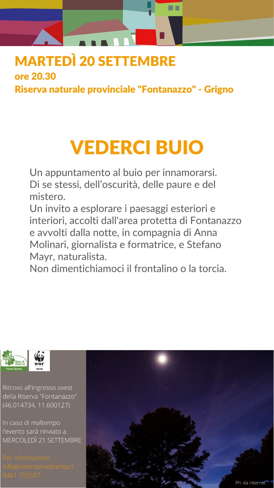 Locandina: Vederci buio: passeggiata notturna nella riserva di Fontanazzo (IT.A.CÀ)