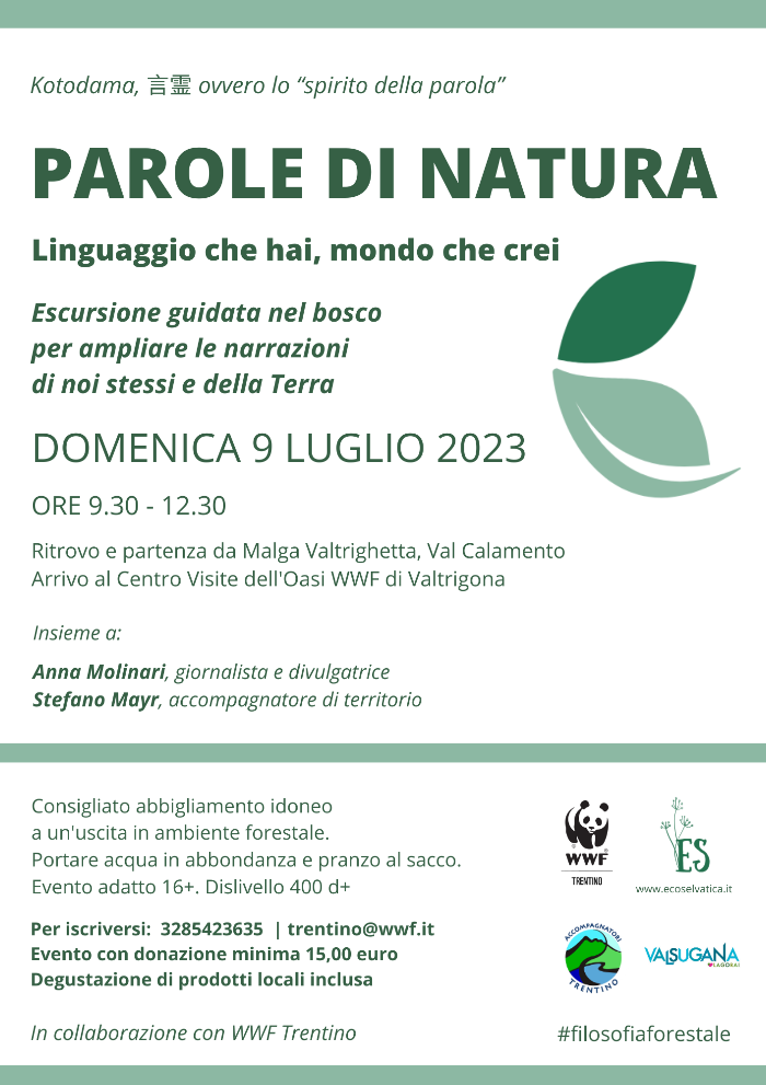 Locandina: Ecofilosofia forestale a Valtrigona: Parole