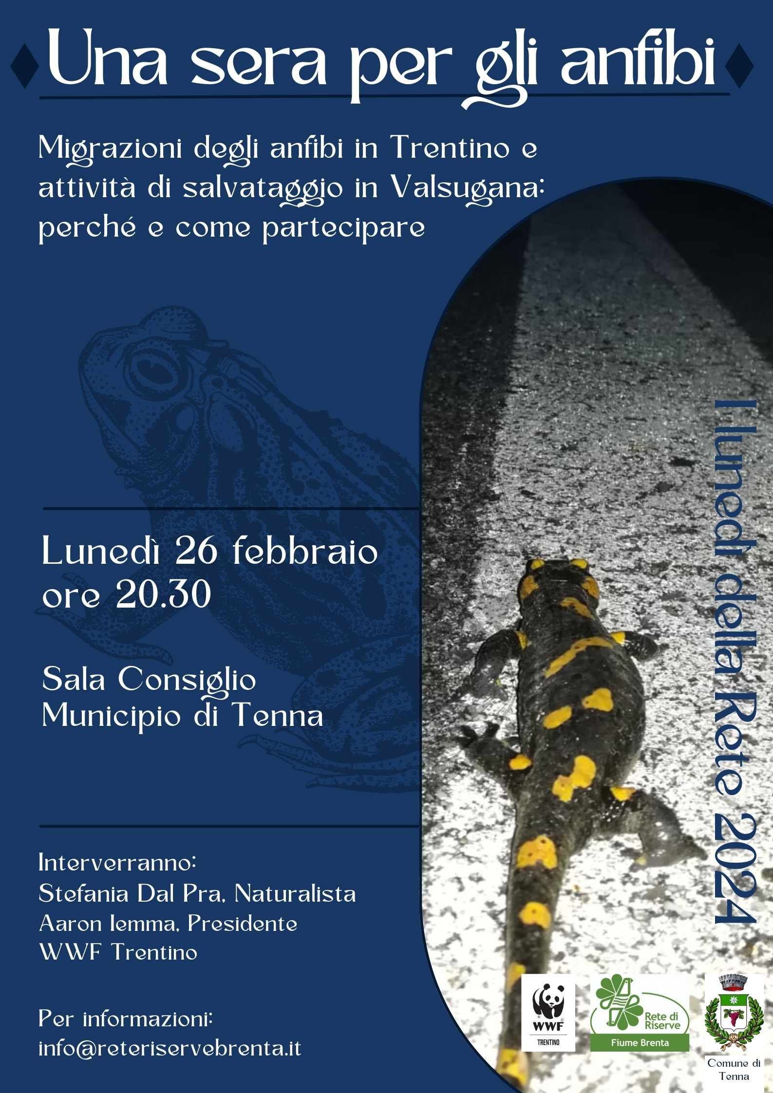 Locandina: I lunedì della Rete: serata sugli anfibi a Tenna