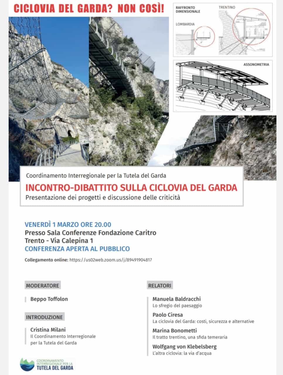 Locandina: Ciclovia del Garda: incontro-dibattito a Trento