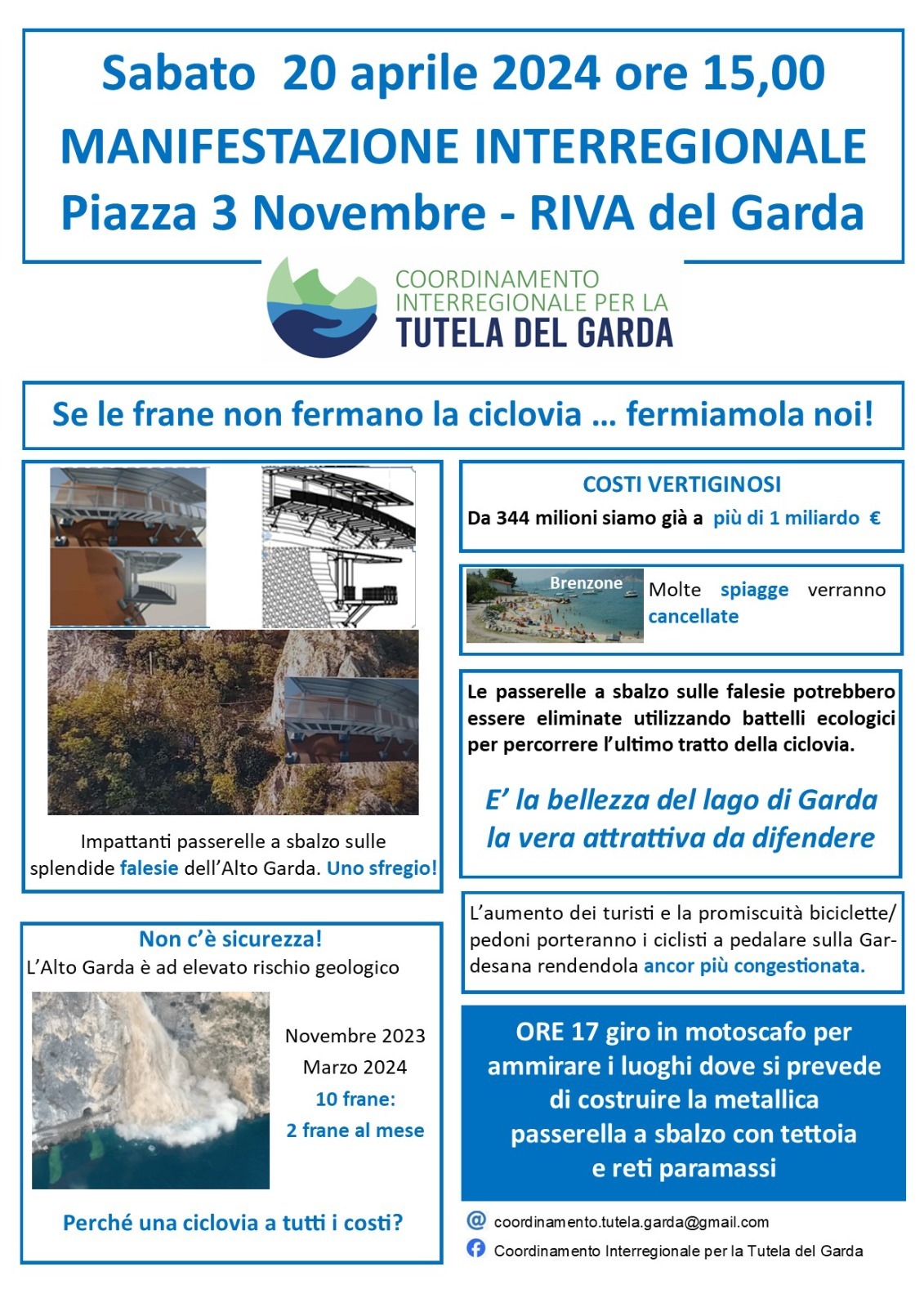 Locandina: Ciclovia del Garda? Non così! Manifestazione interregionale a Riva del Garda