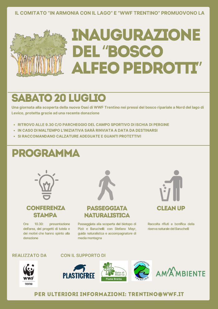 Locandina: Inaugurazione del Bosco Alfeo Pedrotti
