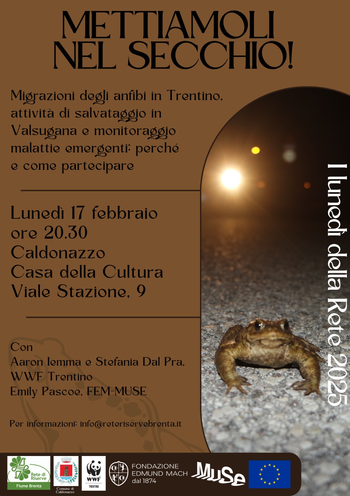 Locandina: I lunedì della Rete: mettiamoli nel secchio! Serata sugli anfibi a Caldonazzo