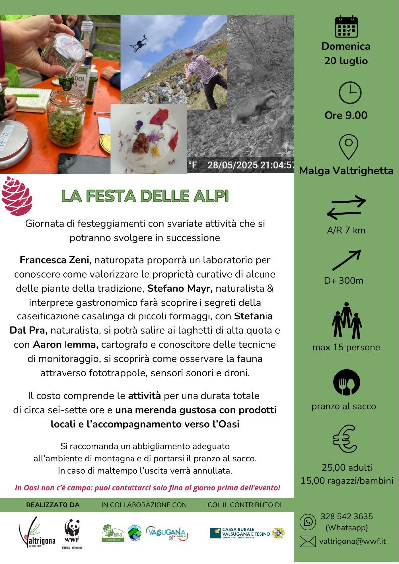 Locandina: Giornata in Oasi a Valtrigona: formaggi, medicina delle erbe e monitoraggio della fauna