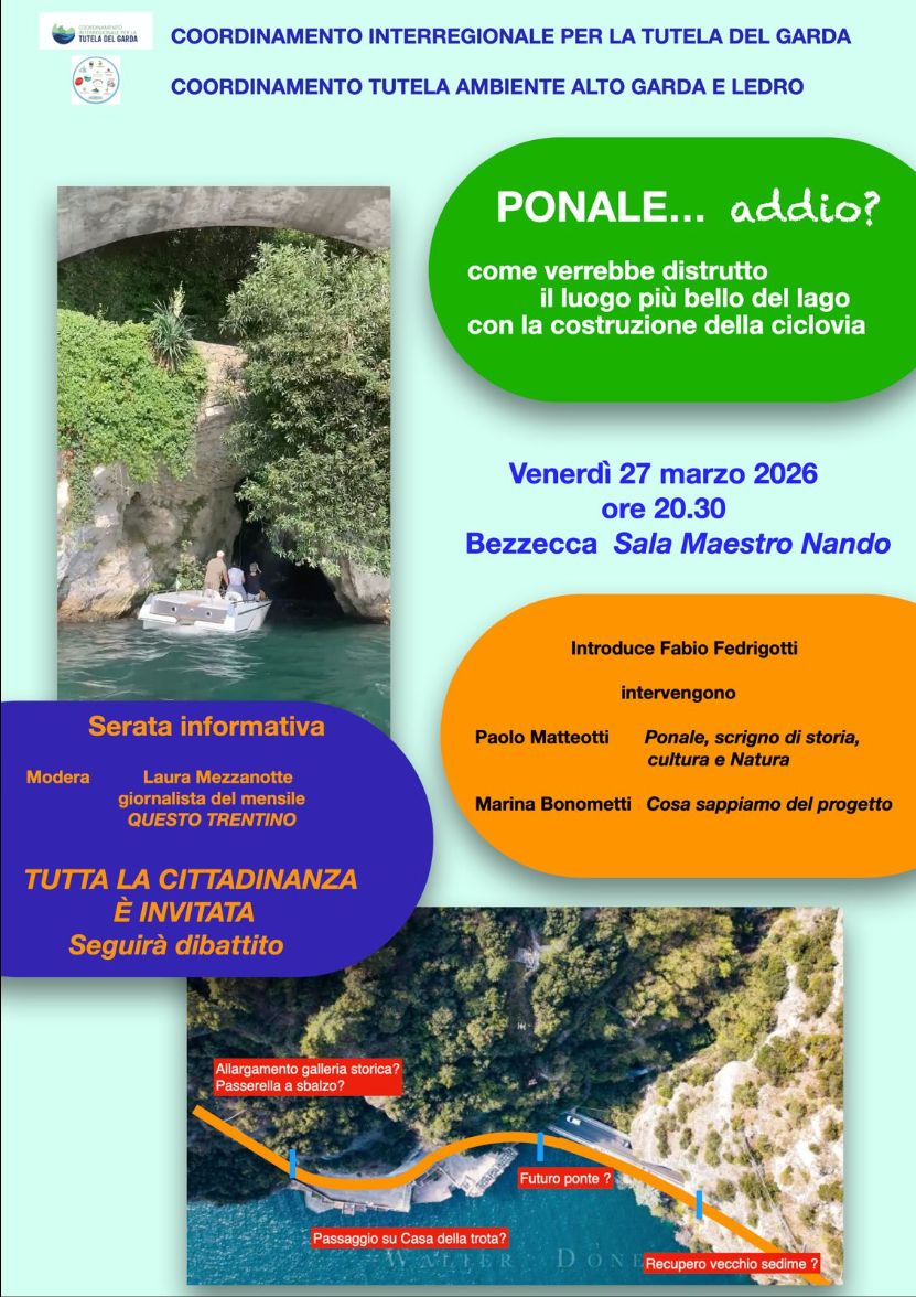 Locandina: Quale futuro per il Ponale? Serata a Bezzecca
