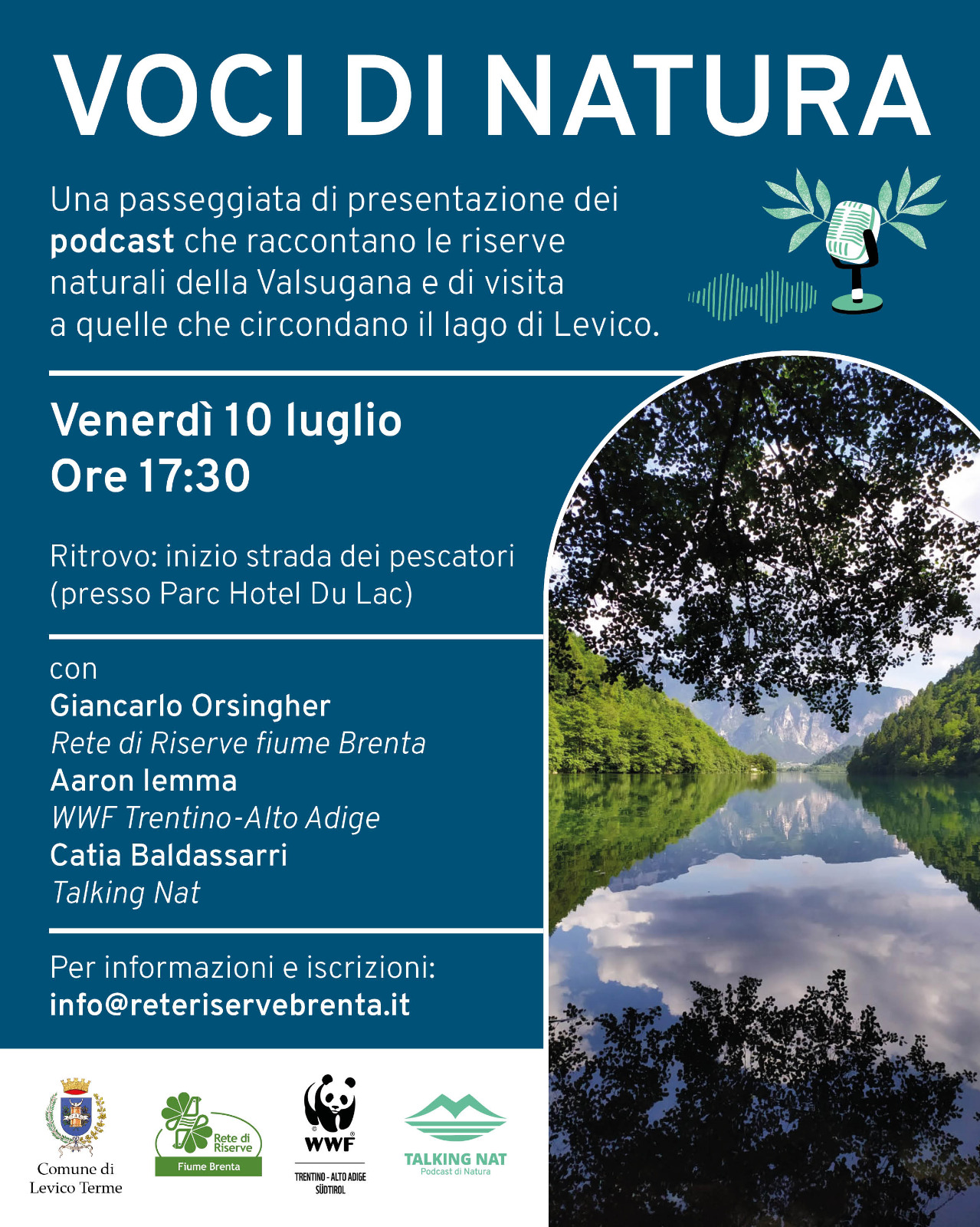 Locandina: Voci di Natura: passeggiata tra i podcast e le riserve del lago di Levico