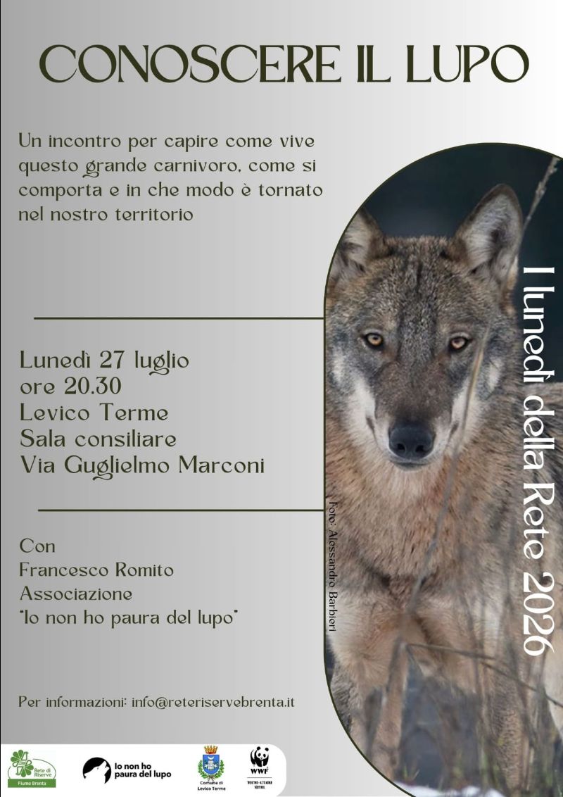 Locandina: I lunedì della Rete: conoscere il lupo, a Levico Terme