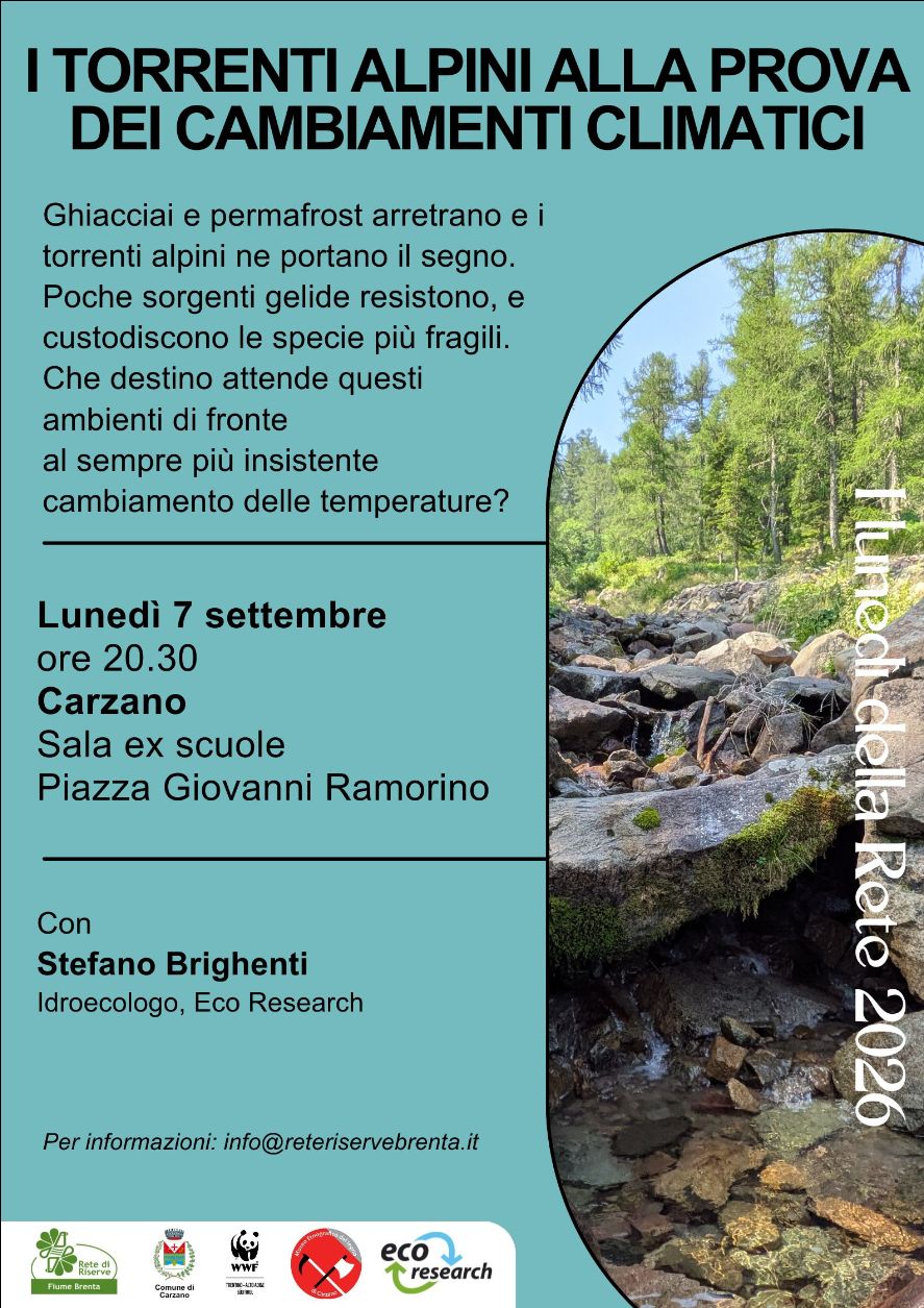 Locandina: I lunedì della Rete: i torrenti alpini alla prova dei cambiamenti climatici