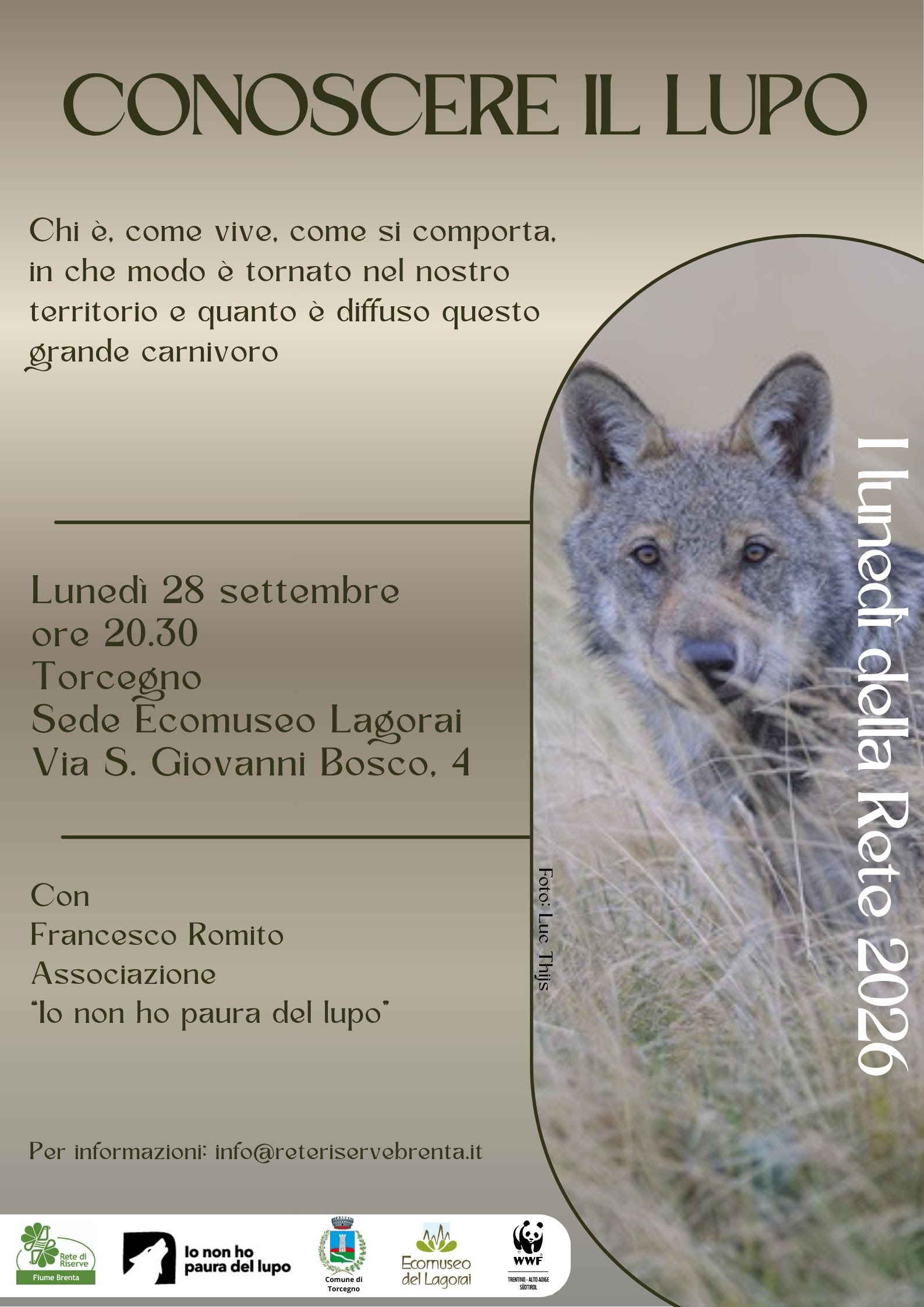 Locandina: Conoscere il lupo: serata a Torcegno