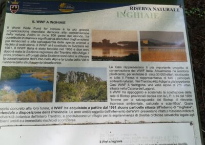 Il pannello della Riserva naturale Inghiaie che racconta gli acquisti del WWF dal 1991